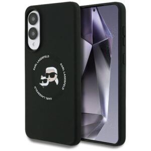 Dėklas Karl Lagerfeld Silicone Double Heads And Circle MagSafe Samsung Galaxy S25 Edge juodos spalvos