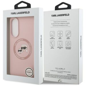 Dėklas Karl Lagerfeld Silicone Double Heads And Circle MagSafe Samsung Galaxy S25 Edge rožinės spalvos - Image 8