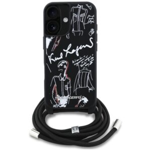 Dėklas Karl Lagerfeld Crossbody Grained Pattern & Logo MagSafe Apple iPhone 16 juodos spalvos - Image 2