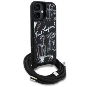 Dėklas Karl Lagerfeld Crossbody Grained Pattern & Logo MagSafe Apple iPhone 16 juodos spalvos - Image 3
