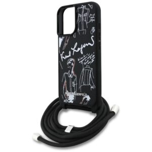Dėklas Karl Lagerfeld Crossbody Grained Pattern & Logo MagSafe Apple iPhone 16 juodos spalvos - Image 5