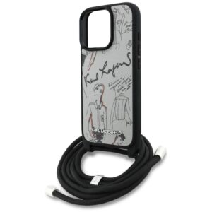 Dėklas Karl Lagerfeld Crossbody Grained Pattern & Logo Apple iPhone 16 Pro pilkos spalvos - Image 5