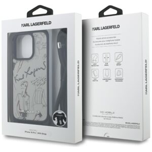 Dėklas Karl Lagerfeld Crossbody Grained Pattern & Logo Apple iPhone 16 Pro pilkos spalvos - Image 7