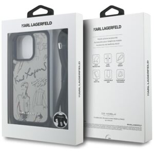 Dėklas Karl Lagerfeld Crossbody Grained Pattern & Logo Apple iPhone 16 Pro Max pilkos spalvos - Image 7