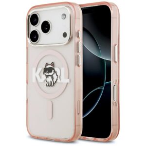 Karl Lagerfeld IML Choupette Sketch Logo MagSafe dėklas Apple iPhone 17 Pro rožinės spalvos - Image 1