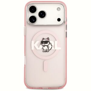 Karl Lagerfeld IML Choupette Sketch Logo MagSafe dėklas Apple iPhone 17 Pro Max rožinės spalvos - Image 3