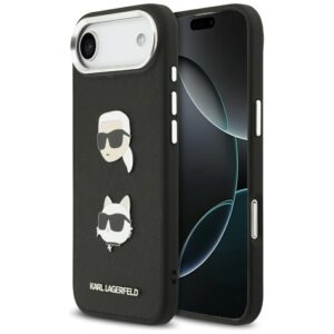 Karl Lagerfeld FW Grained Karl & Choupette Heads Pins & Logo Dėklas Apple iPhone Air juodos spalvos