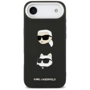 Karl Lagerfeld FW Grained Karl & Choupette Heads Pins & Logo Dėklas Apple iPhone Air juodos spalvos - Image 3