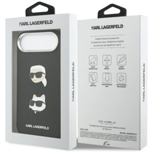 Karl Lagerfeld FW Grained Karl & Choupette Heads Pins & Logo Dėklas Apple iPhone Air juodos spalvos - Image 8