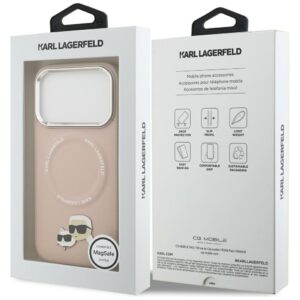 Karl Lagerfeld Karl & Choupette Pins MagSafe dėklas Apple iPhone 17 Pro rožinės spalvos - Image 8