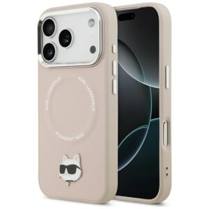 Karl Lagerfeld Choupette Pin MagSafe dėklas Apple iPhone 17 Pro Max rožinės spalvos - Image 1