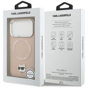 Karl Lagerfeld Choupette Pin MagSafe dėklas Apple iPhone 17 Pro Max rožinės spalvos - Image 8