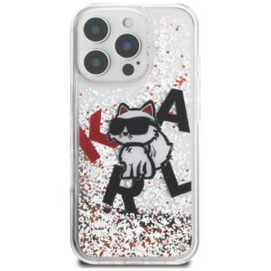 Dėklas Karl Lagerfeld Liquid Glitter Choupette Logo Apple iPhone 16 Pro skaidrus - Image 3