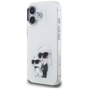 Dėklas Karl Lagerfeld IML Aquarelle Karl & Choupette & Logo Apple iPhone 16 baltos spalvos - Image 2