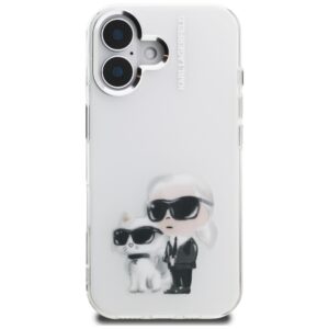 Dėklas Karl Lagerfeld IML Aquarelle Karl & Choupette & Logo Apple iPhone 16 baltos spalvos - Image 3