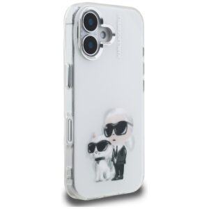 Dėklas Karl Lagerfeld IML Aquarelle Karl & Choupette & Logo Apple iPhone 16 baltos spalvos - Image 4