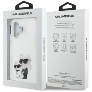 Dėklas Karl Lagerfeld IML Aquarelle Karl & Choupette & Logo Apple iPhone 16 baltos spalvos - Image 8