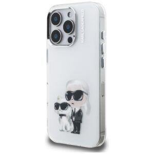 Dėklas Karl Lagerfeld IML Aquarelle Karl & Choupette & Logo Apple iPhone 16 Pro Max baltos spalvos - Image 2