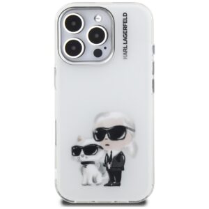 Dėklas Karl Lagerfeld IML Aquarelle Karl & Choupette & Logo Apple iPhone 16 Pro Max baltos spalvos - Image 3