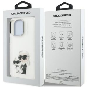 Dėklas Karl Lagerfeld IML Aquarelle Karl & Choupette & Logo Apple iPhone 16 Pro Max baltos spalvos - Image 8