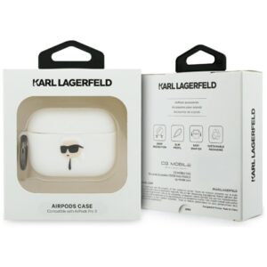 Dėklas Karl Lagerfeld Silicone Karl Head 3D skirtas AirPods Pro 3 baltos spalvos - Image 4