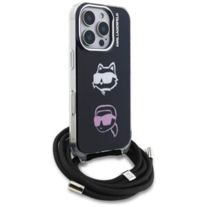 Dėklas Karl Lagerfeld IML Crossbody Karl&Choupette Head Apple iPhone 16 Pro Max juodos spalvos - Image 3