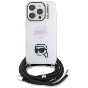 Dėklas Karl Lagerfeld IML Crossbody Karl&Choupette Head Apple iPhone 16 Pro baltos spalvos - Image 2