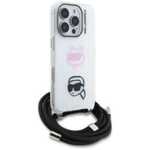 Dėklas Karl Lagerfeld IML Crossbody Karl&Choupette Head Apple iPhone 16 Pro baltos spalvos - Image 3