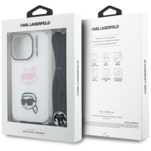 Dėklas Karl Lagerfeld IML Crossbody Karl&Choupette Head Apple iPhone 16 Pro baltos spalvos - Image 7