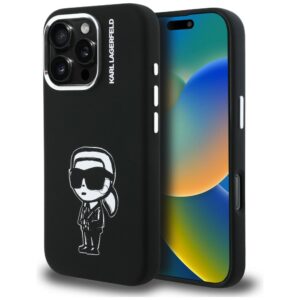 Dėklas Karl Lagerfeld Silicone Karl Sketch MagSafe Apple iPhone 16 Pro juodos spalvos