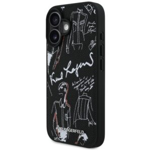 Dėklas Karl Lagerfeld Grained Pattern & Logo MagSafe Apple iPhone 16 juodos spalvos - Image 2