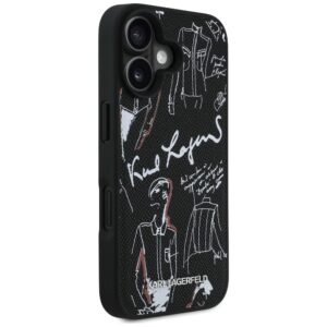 Dėklas Karl Lagerfeld Grained Pattern & Logo MagSafe Apple iPhone 16 juodos spalvos - Image 4