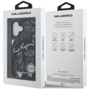 Dėklas Karl Lagerfeld Grained Pattern & Logo MagSafe Apple iPhone 16 juodos spalvos - Image 8
