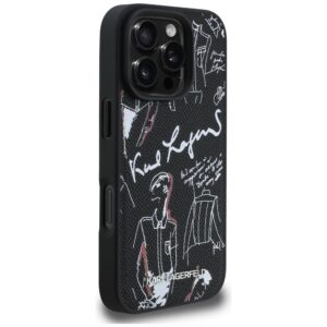 Dėklas Karl Lagerfeld Grained Pattern & Logo MagSafe Apple iPhone 16 Pro juodos spalvos - Image 4