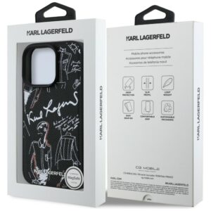 Dėklas Karl Lagerfeld Grained Pattern & Logo MagSafe Apple iPhone 16 Pro juodos spalvos - Image 8