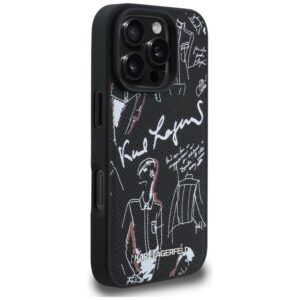 Dėklas Karl Lagerfeld Grained Pattern & Logo MagSafe Apple iPhone 16 Pro Max juodos spalvos - Image 4