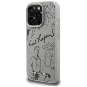 Dėklas Karl Lagerfeld Grained Pattern & Logo MagSafe Apple iPhone 16 Pro pilkos spalvos - Image 2