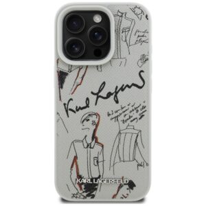 Dėklas Karl Lagerfeld Grained Pattern & Logo MagSafe Apple iPhone 16 Pro pilkos spalvos - Image 3