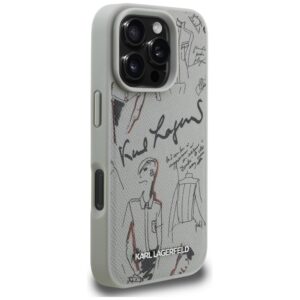 Dėklas Karl Lagerfeld Grained Pattern & Logo MagSafe Apple iPhone 16 Pro pilkos spalvos - Image 4