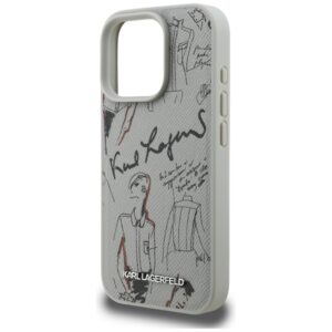 Dėklas Karl Lagerfeld Grained Pattern & Logo MagSafe Apple iPhone 16 Pro pilkos spalvos - Image 6