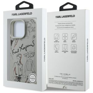 Dėklas Karl Lagerfeld Grained Pattern & Logo MagSafe Apple iPhone 16 Pro pilkos spalvos - Image 8