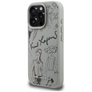 Dėklas Karl Lagerfeld Grained Pattern & Logo MagSafe Apple iPhone 16 Pro Max pilkos spalvos - Image 2