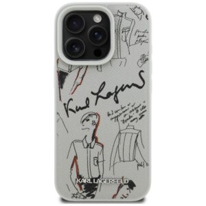 Dėklas Karl Lagerfeld Grained Pattern & Logo MagSafe Apple iPhone 16 Pro Max pilkos spalvos - Image 3