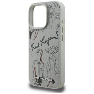 Dėklas Karl Lagerfeld Grained Pattern & Logo MagSafe Apple iPhone 16 Pro Max pilkos spalvos - Image 6