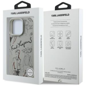 Dėklas Karl Lagerfeld Grained Pattern & Logo MagSafe Apple iPhone 16 Pro Max pilkos spalvos - Image 8