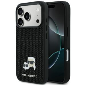 Dėklas Karl Lagerfeld Rhinestones Karl&Choupette Pin Apple iPhone 17 Pro juodos spalvos
