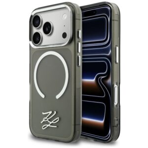 Dėklas Karl Lagerfeld IML KL Script Logo MagSafe Apple iPhone 17 Pro juodos spalvos