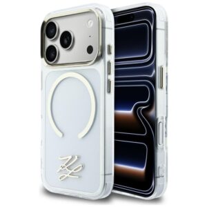 Dėklas Karl Lagerfeld IML KL Script Logo MagSafe Apple iPhone 17 Pro Max skaidrus