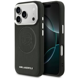 Dėklas Karl Lagerfeld K Head Point Logo MagSafe Apple iPhone 17 Pro juodos spalvos