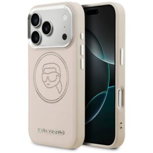 Dėklas Karl Lagerfeld K Head Point Logo MagSafe Apple iPhone 17 Pro rožinės spalvos